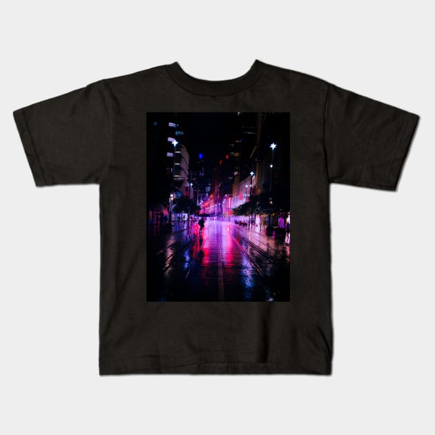 NEON HUES NIGHT Kids T-Shirt by ied